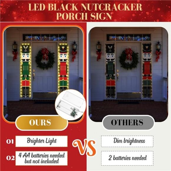 Nutcracker Christmas Decor Nutcrackers Banners Porch with LED String Lights - Picture 4 of 8
